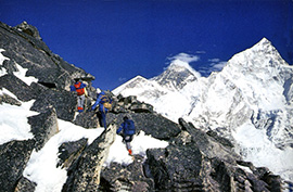 Vue sur l'Everest et le Nuptse depuis le Kala Pattar